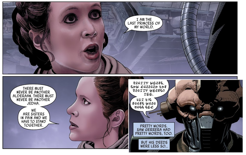 Leia makes a plea for common ground—and common angers—with the Partisans.